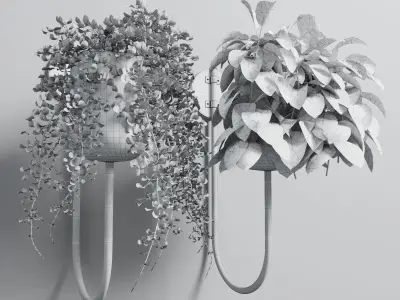 Indoor plant plant wall metal vase 01 3D model