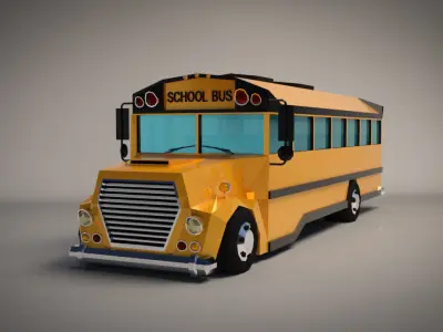 Low-Poly Cartoon School Bus Low-poly 3D model