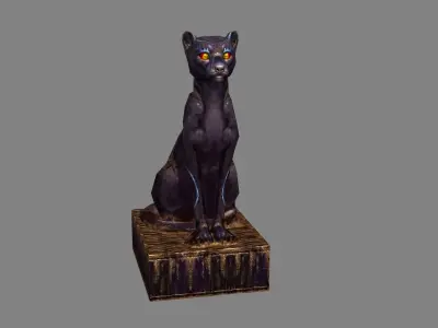 Stone panther sculpture - leopard sculpture Low-poly 3D model