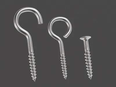 Screw hooks 02 Low-poly 3D model