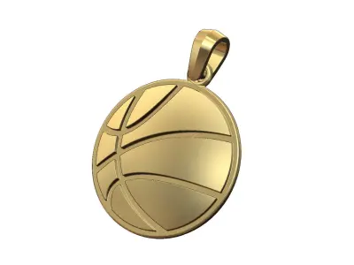 Basketball engraving pendant with bail 3D print model