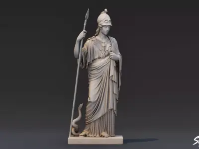 Athena Statue Low-poly 3D model