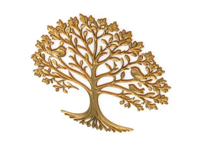 decor set wall panel wall tree relief mural CNC 48 3D model
