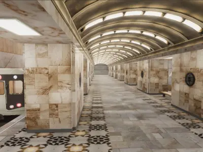 Subway Station - 3 Scenes Low-poly 3D model