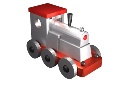 Locomotive toy train Low-poly 3D model