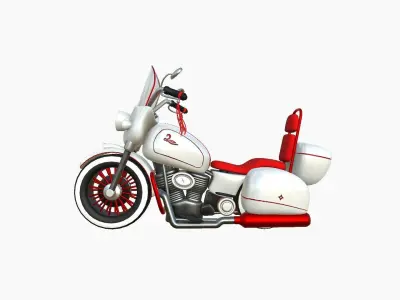 Motorcycle Cartoon B03 White Red - Custom Vehicle Design Low-poly 3D model