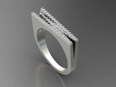 alphabet jewelry ring diamond letter W 3D print model