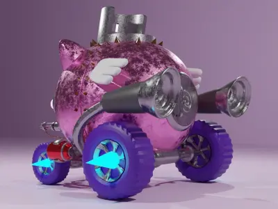 pig racing car 3D model