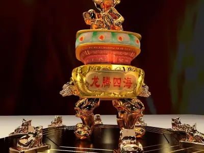 Chinese monkey with burner and yuanbao 3D model