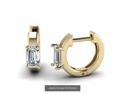 Jewelry Earrings COLLECTION 9 earring whit diferent gems shape 3D Model Pack