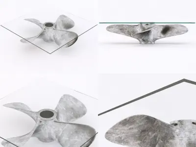 glass coffee table with a ship propeller 3D model