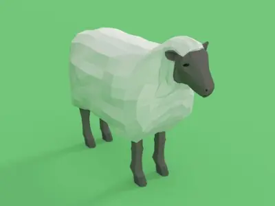 Low Poly Cartoon Sheep Low-poly 3D model