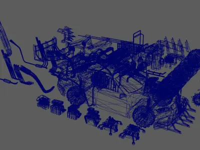 Next generation armed small car Low-poly 3D model