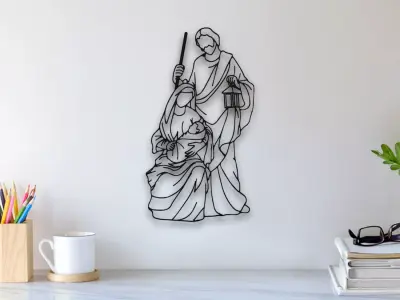 Jesus And Mariam Wall Art 3D print model