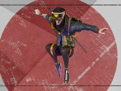 Cyber ninja Low-poly 3D model