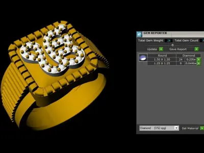 Gold OMKAR Sign Mens Ring with Diamond  3D print model