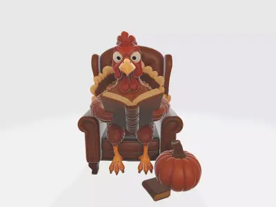 Thanksgiving Turkey Reading Chair Decor Cozy Fall Holiday  3D print model
