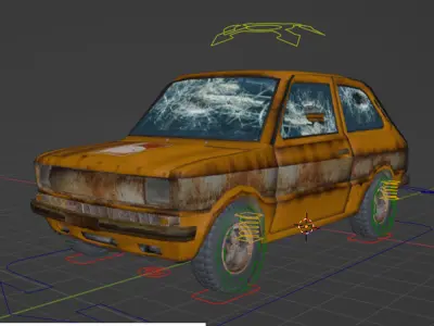 Fiat 133 1972 Decayed model Low-poly 3D model