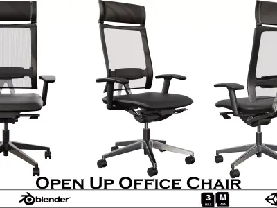 Open Up Office Chair Low-poly 3D model