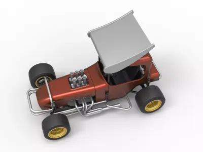Vintage Winged Supermodified stock car Scale 1 to 25 3D print model