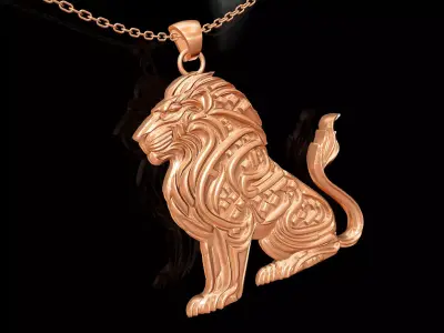 Lion statue gold pendant jewelry 3D print model