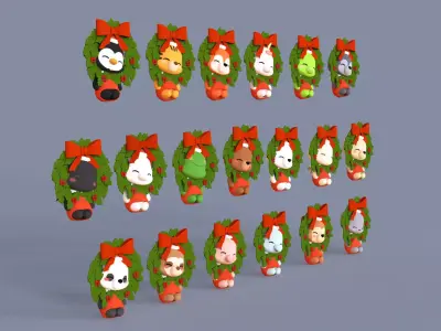 Christmas Wreath Animal Pack 01 3D model