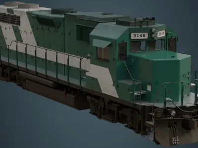 Locomotive 2B Low-poly 3D model