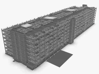 Multistory Parking Garage 01  Low-poly 3D model