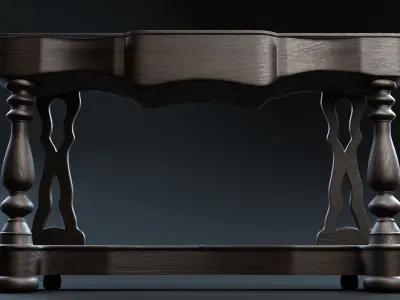 Wooden Retro Sideboard 3D model