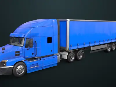 Heavy Truck 05 Curtainsider 4 Variant  All PBR Textures Low-poly 3D model