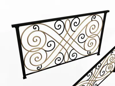 Forging Iron Forged Balcony Railing 05 Low-poly 3D model