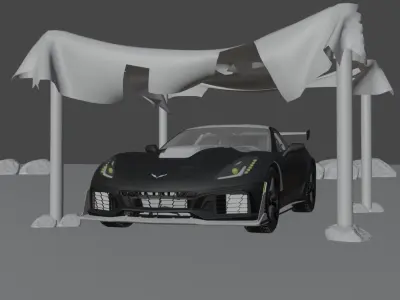 Car Animation Scene Low-poly 3D model