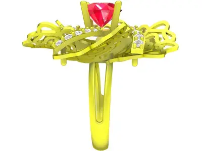 6124 luxury flower diamond ring  3D print model