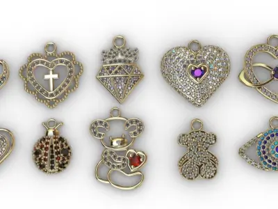 dijes- Colgantes paquete de 10 surtidos -v- 3D print model