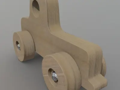 Wooden Car Toy 2 Low-poly 3D model