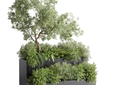 stand plant box collection Indoor plant 207 metal vase pot tree 3D model