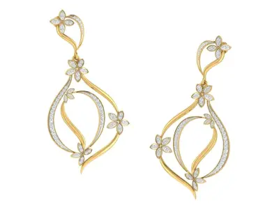 Women Drop Earrings 3dm STL OBJ FBX Renders Details 3D print model 11