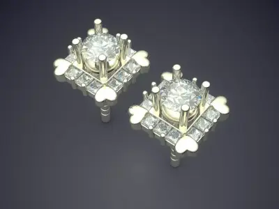 Luxury Earrings With Small Diamonds CAD 5083 3D print model