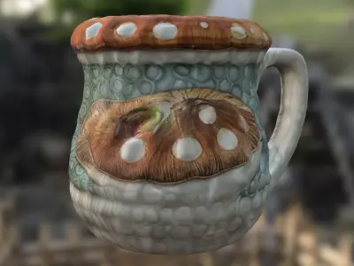 Mushroom Fantasy Mug Low-poly 3D model