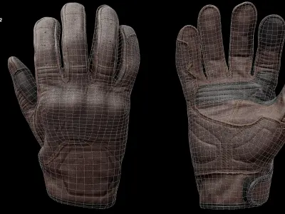 Motor Gloves 009 Low-poly 3D model