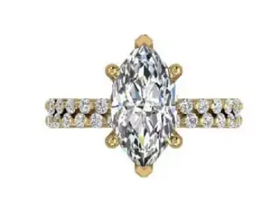 Six Prong Engagement Ring with Marquise diamond ring with band 3D print model