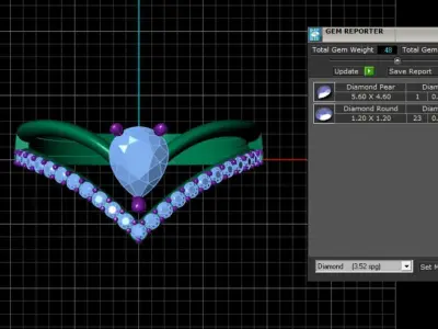 Pear cut diamond ring 3D print model