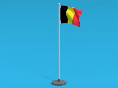 Low Poly Seamless Animated Belgium Flag Low-poly 3D model