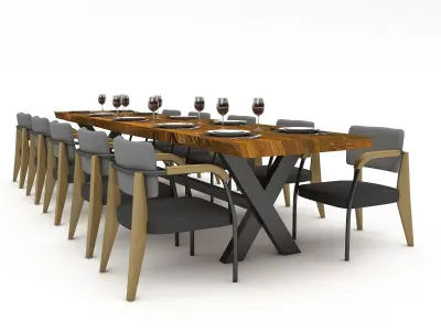 dining table 014 3D Low-poly 3D model