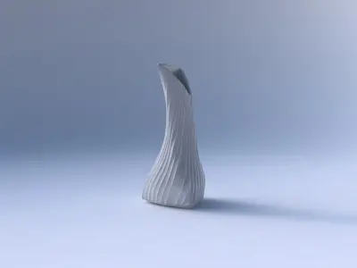 Vase twist puffy tappered triangle with flowing extruded lines 3D print model