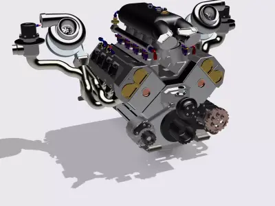 Mercedes Sauber C9 TT V8 Engine RWD Format w Gearbox 3D print model