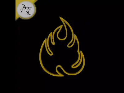 Simple Flame Symbol - 2D Art Free 3D print model 11