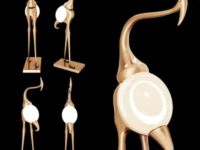 Animal Crane Art Deco Floor Lamp 3D model