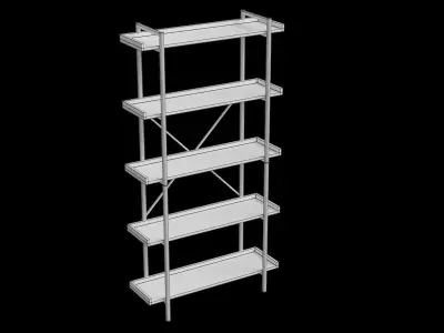 Urban Industrial X Back Pipe Bookcase Low-poly 3D model
