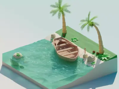 Tropical Scene in Blender 3D model